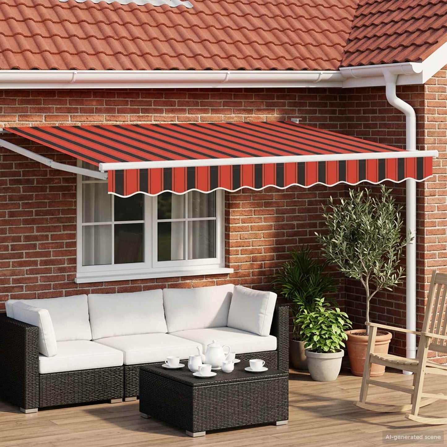 vidaXL Manual Retractable Awning with LEDs 3.5 x 2.5 m