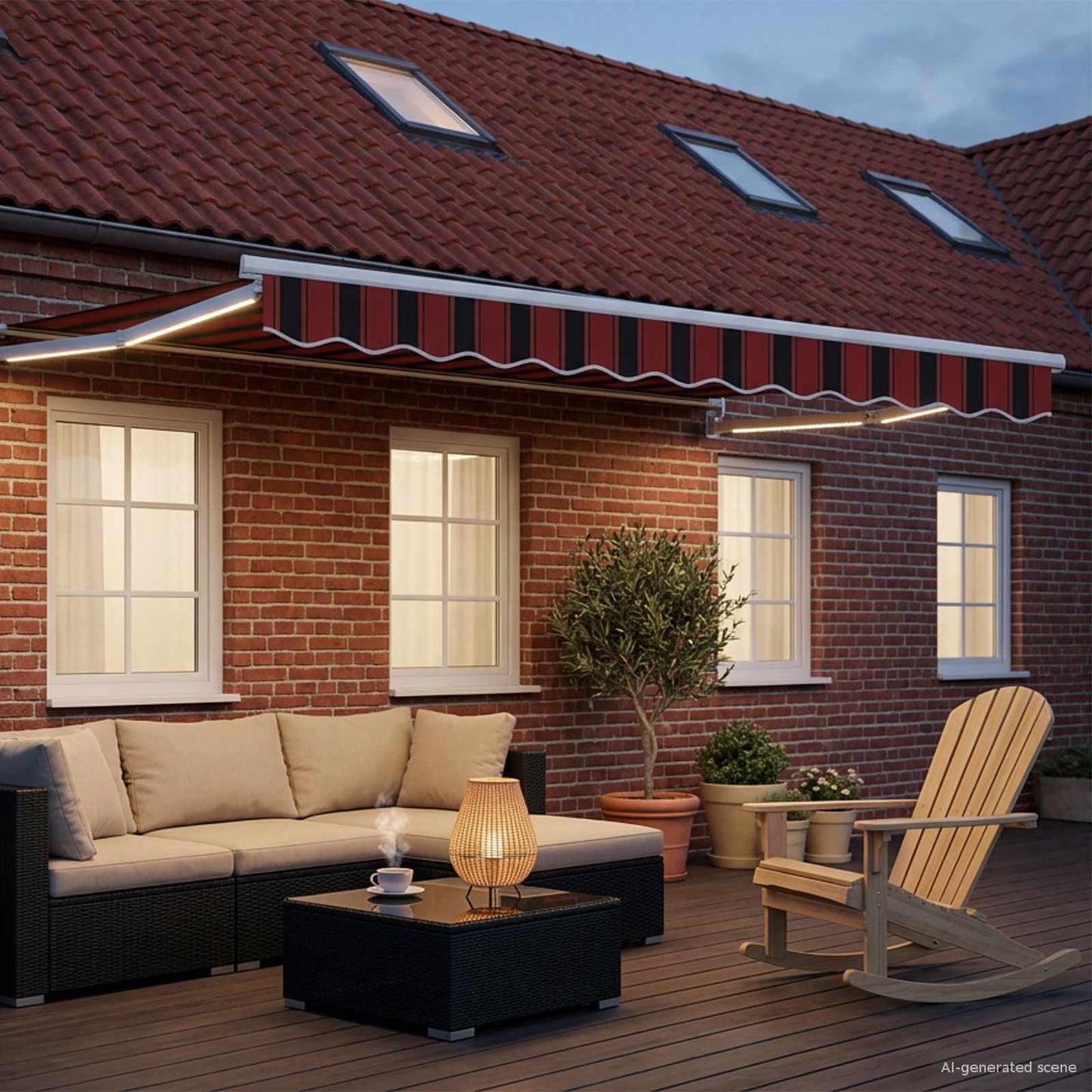 vidaXL Manual Retractable Awning with LEDs 3.5 x 2.5 m