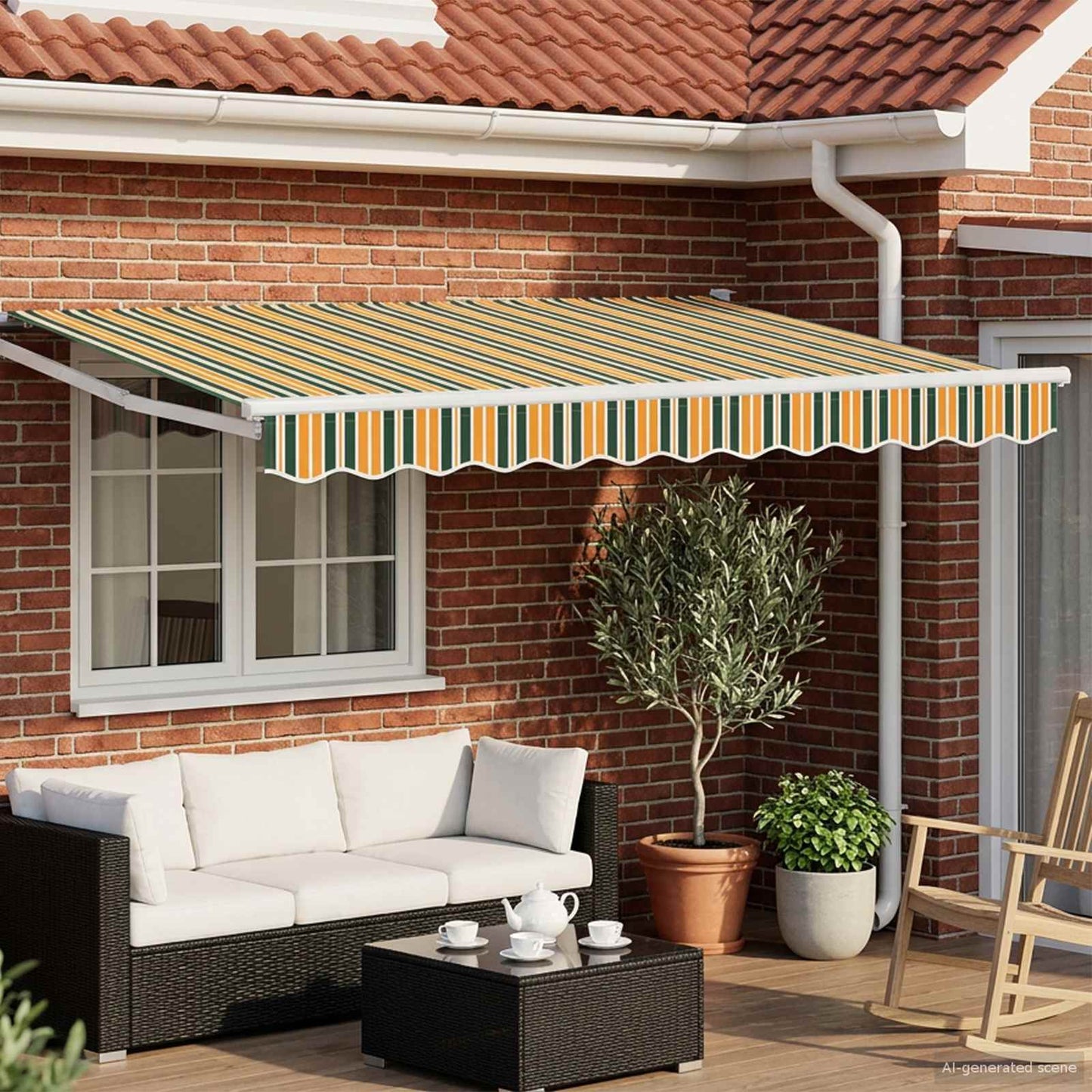 vidaXL Manual Retractable Awning with LEDs 3.5 x 2.5 m