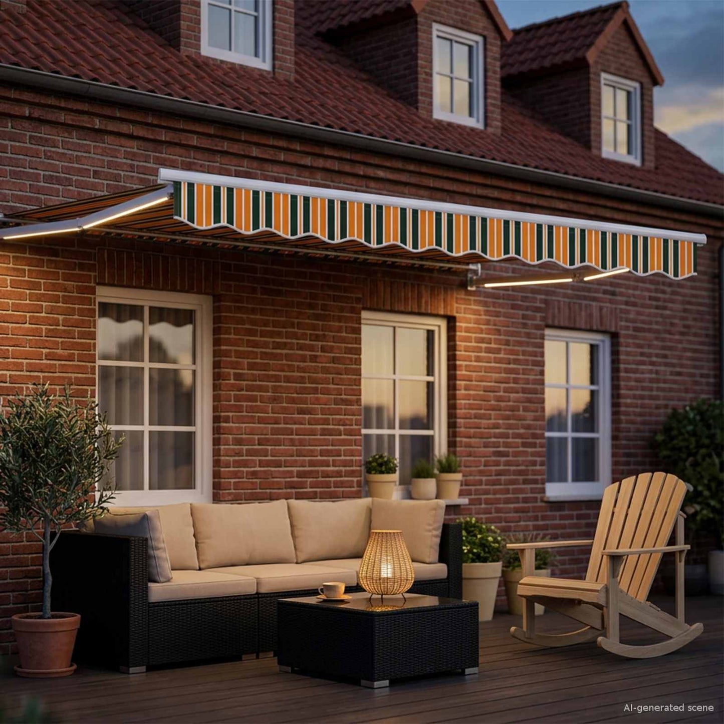 vidaXL Manual Retractable Awning with LEDs 3.5 x 2.5 m
