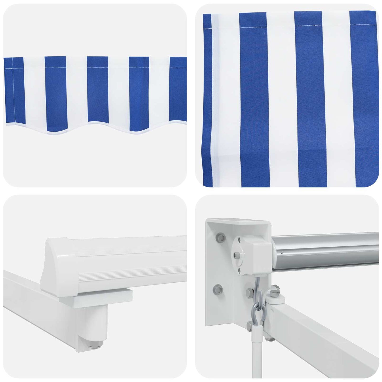 vidaXL Manual Retractable Awning with LEDs Blue and White 4 x 3 m