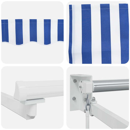 vidaXL Manual Retractable Awning with LEDs Blue and White 4 x 3 m