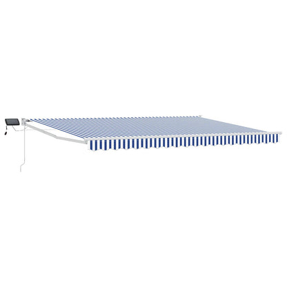 vidaXL Manual Retractable Awning with LEDs Blue and White 4 x 3 m