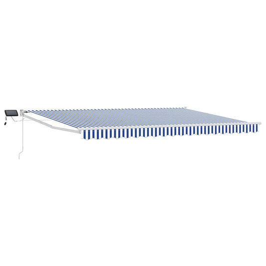 vidaXL Manual Retractable Awning with LEDs Blue and White 4 x 3 m