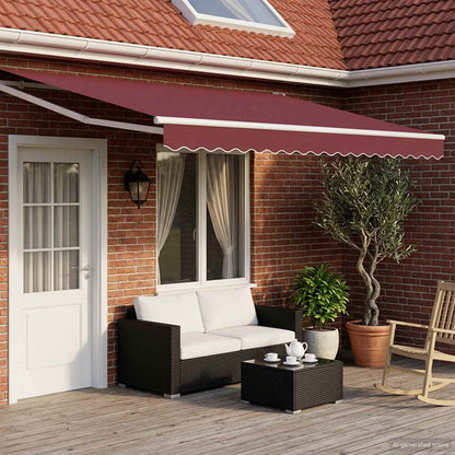 vidaXL Manual Retractable Awning with LEDs Burgundy and White 4 x 3 m