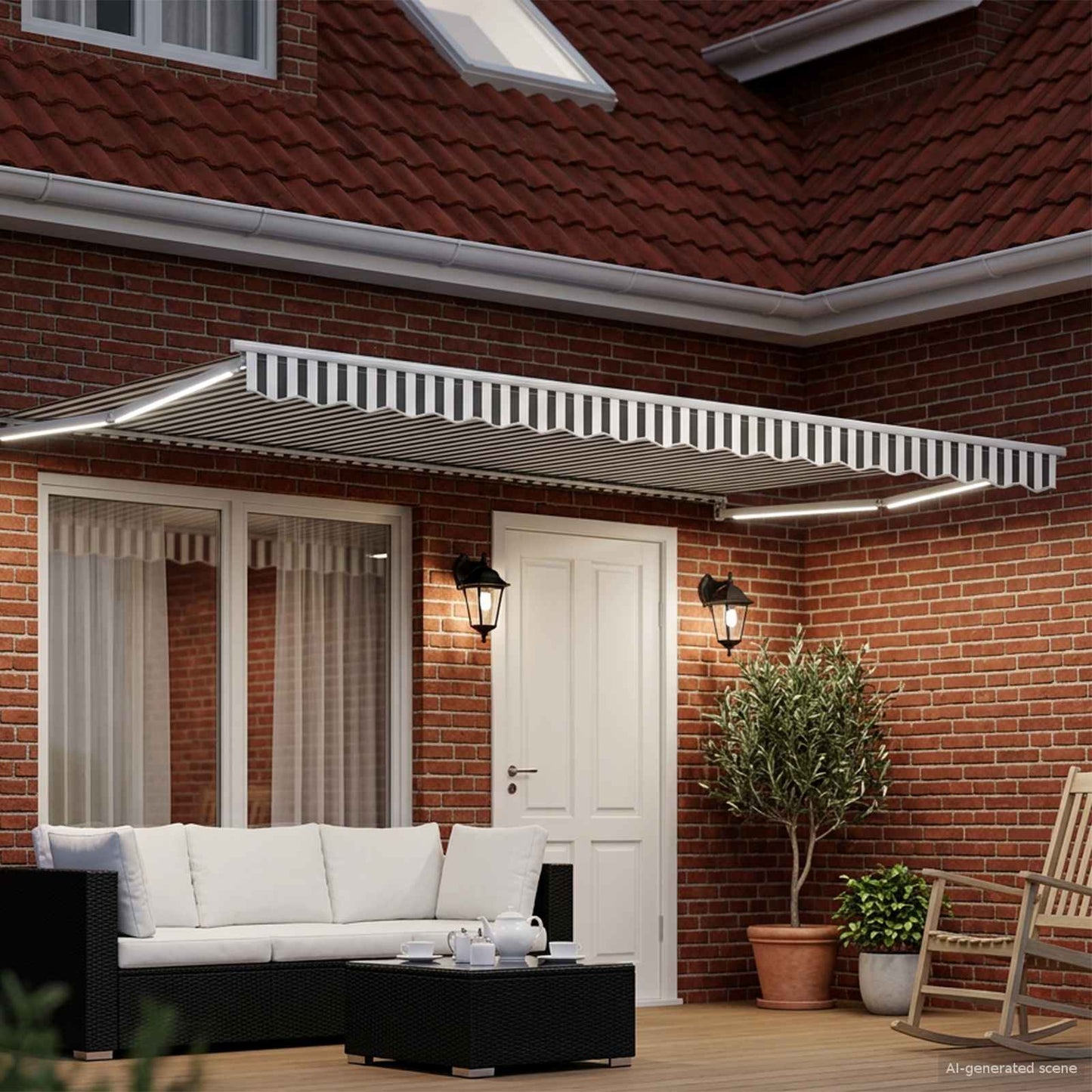 vidaXL Manual Retractable Awning with LEDs 4 x 3 m