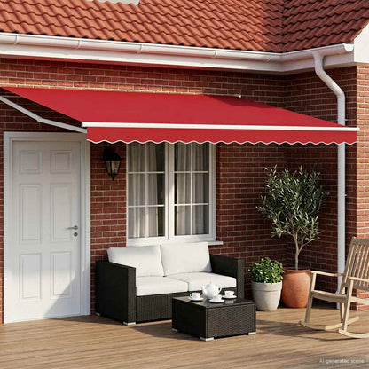 vidaXL Manual Retractable Awning with LEDs Red and White 4 x 3 m