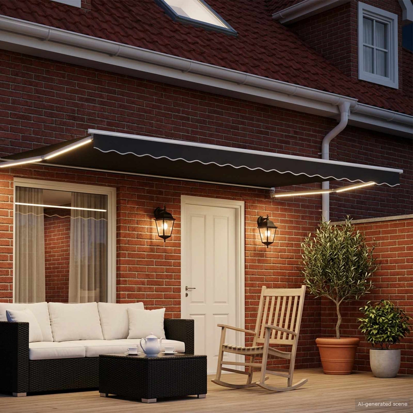 vidaXL Manual Retractable Awning with LEDs 4.5 x 3 m