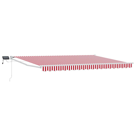 vidaXL Manual Retractable Awning with LEDs Red and White 4.5 x 3 m