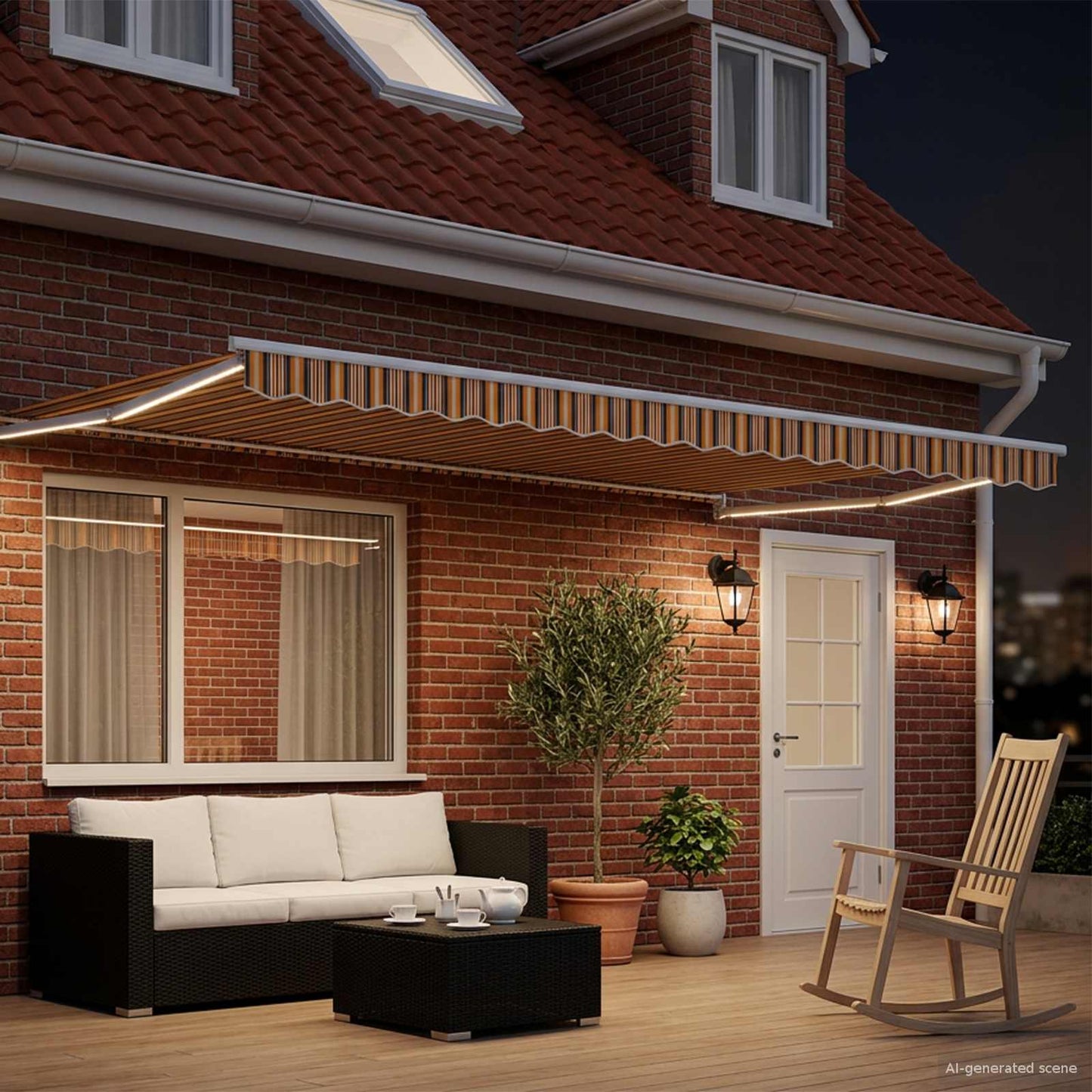 vidaXL Manual Retractable Awning with LEDs 4.5 x 3 m