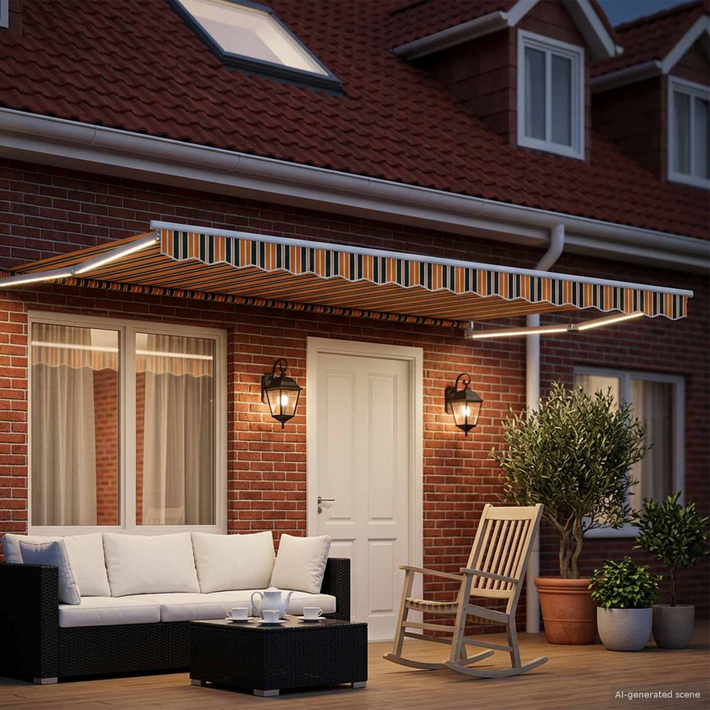 vidaXL Manual Retractable Awning with LEDs 4.5 x 3 m