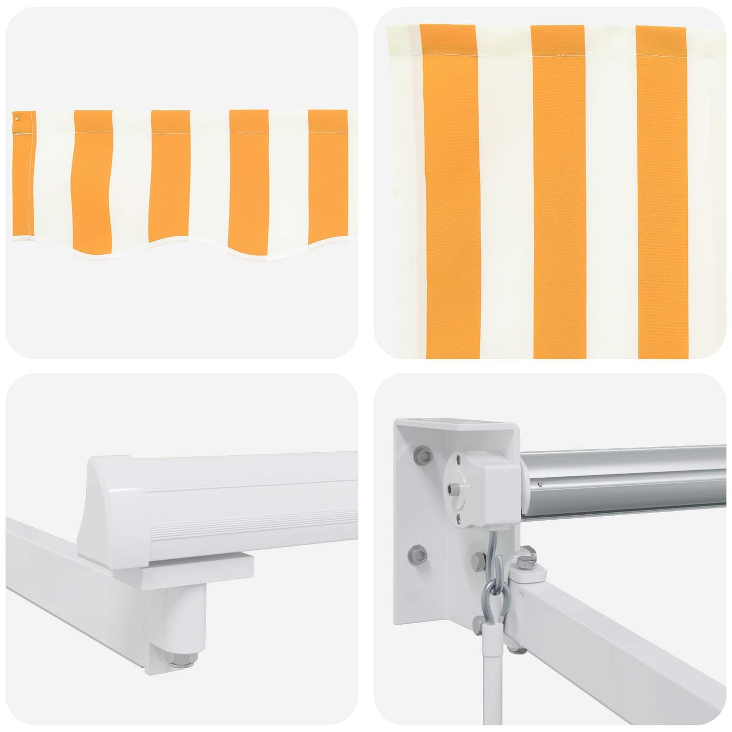 vidaXL Manual Retractable Awning with LEDs Orange and White 5 x 3 m