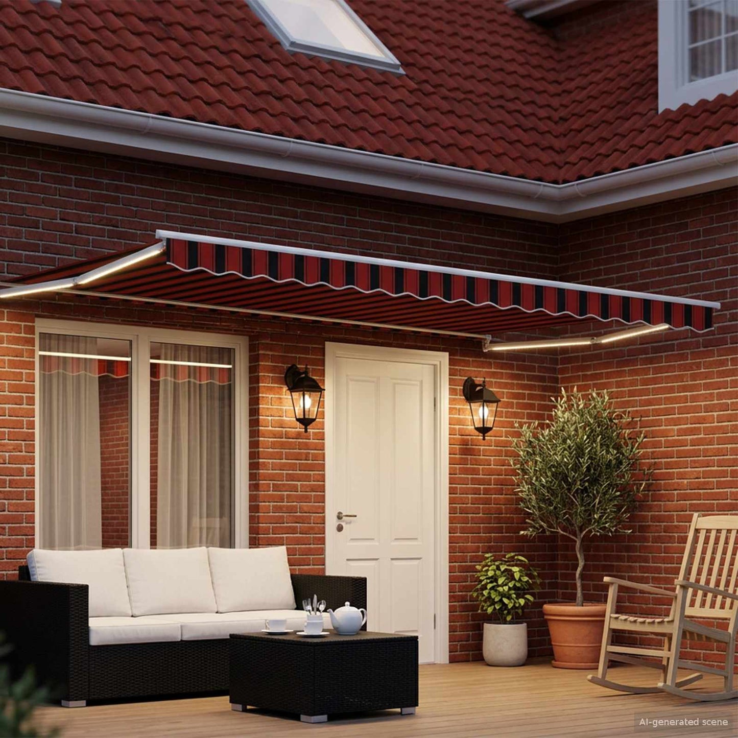 vidaXL Manual Retractable Awning with LEDs 5 x 3 m
