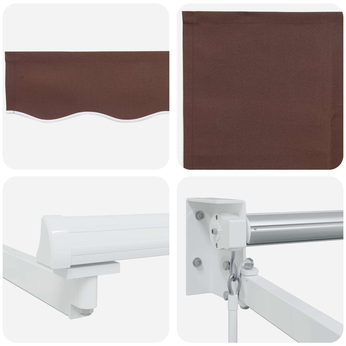 vidaXL Manual Retractable Awning with LEDs Brown and White 5 x 3 m