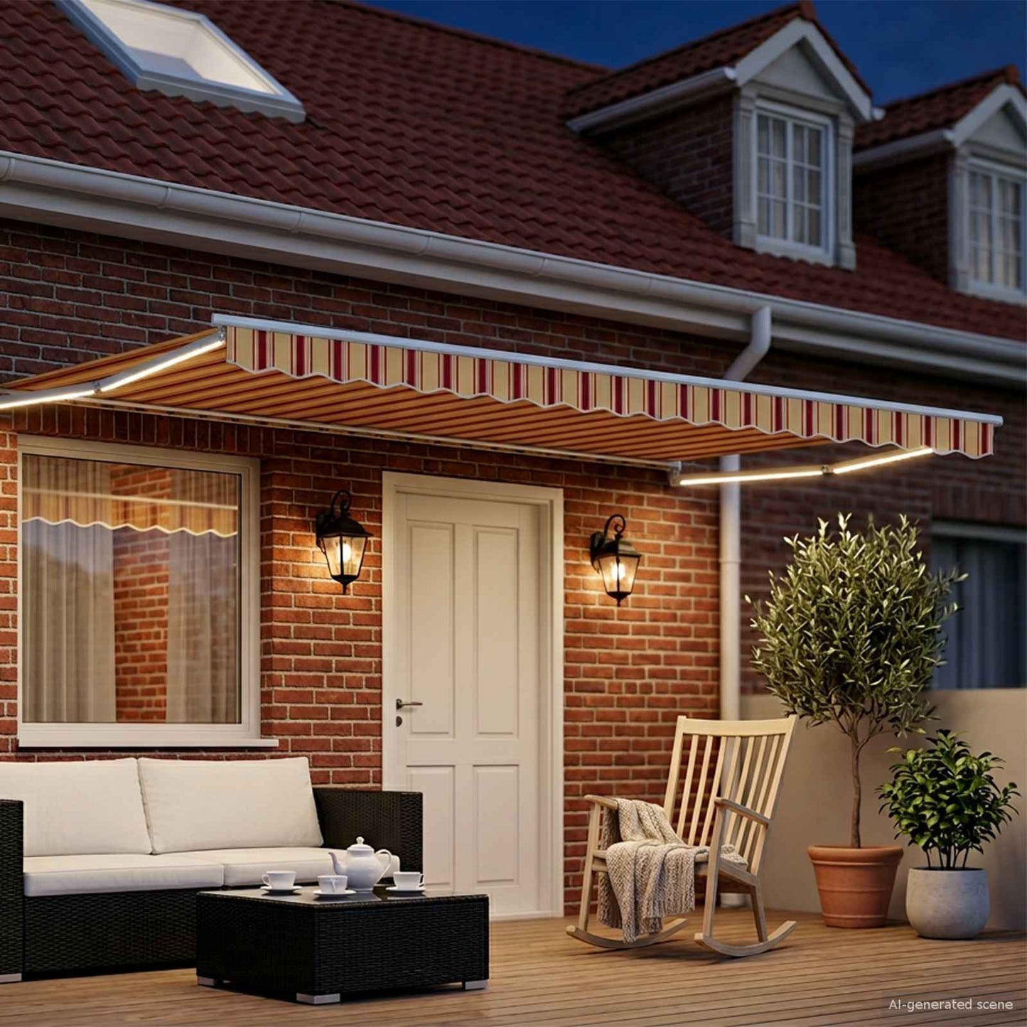 vidaXL Manual Retractable Awning with LEDs Multicolour 5 x 3 m