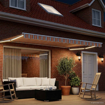 vidaXL Manual Retractable Awning with LEDs 5 x 3 m