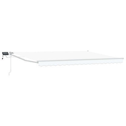 vidaXL Manual Retractable Awning with LEDs White 5 x 3 m