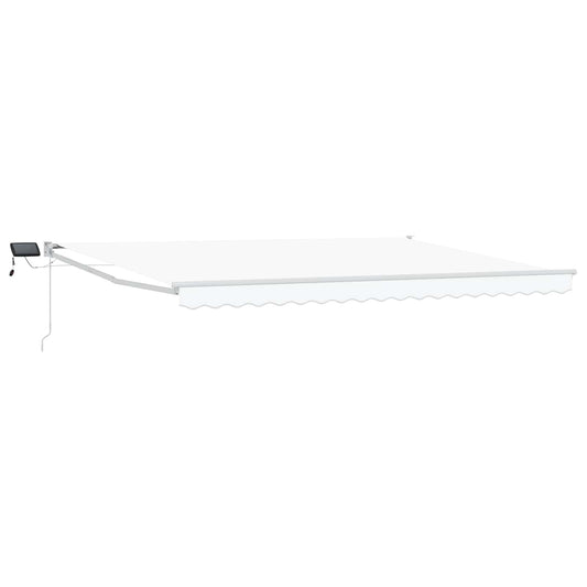 vidaXL Manual Retractable Awning with LEDs White 5 x 3 m