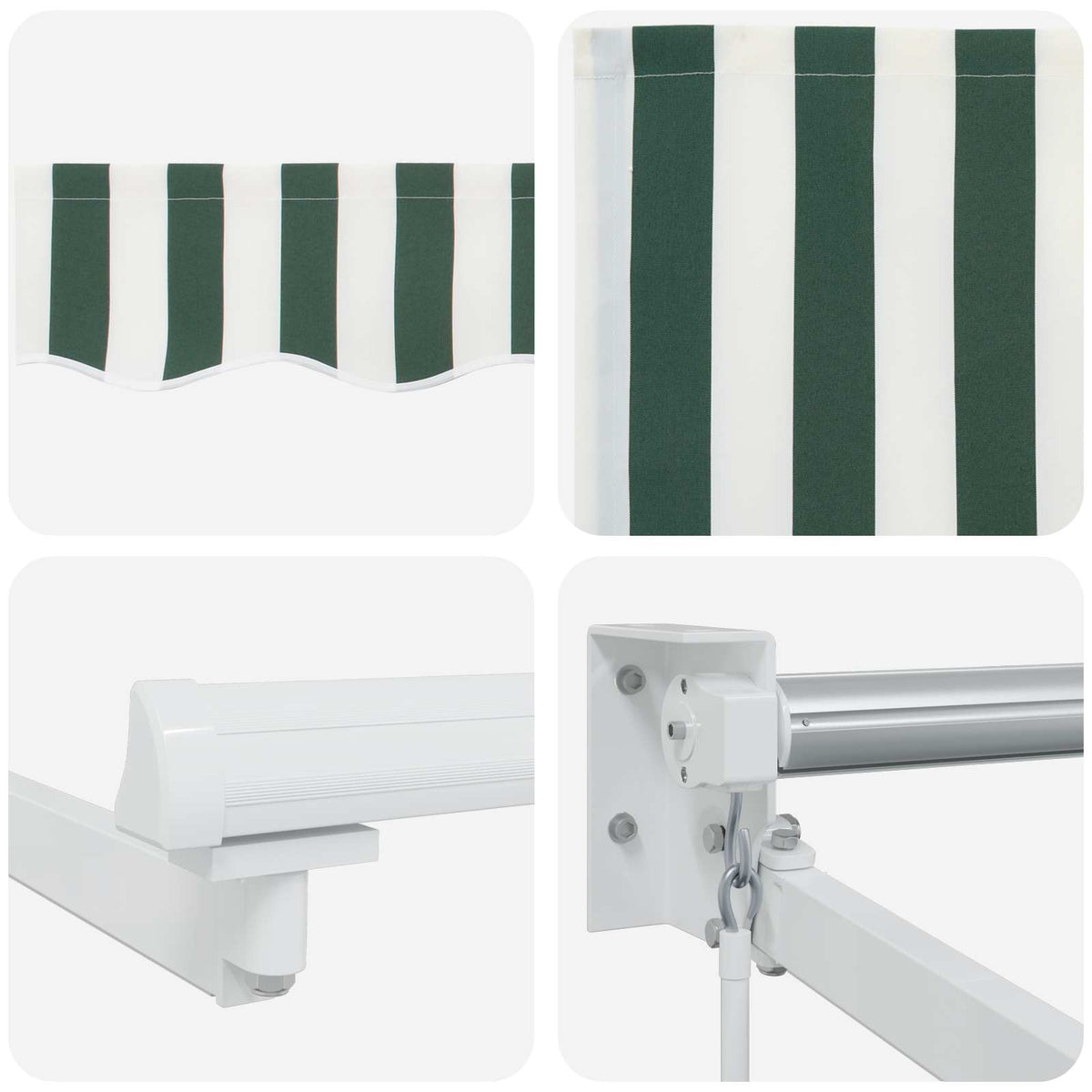 vidaXL Manual Retractable Awning with LEDs Green and White 5 x 3 m