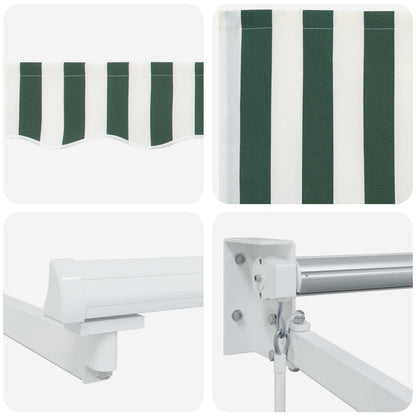 vidaXL Manual Retractable Awning with LEDs Green and White 5 x 3 m