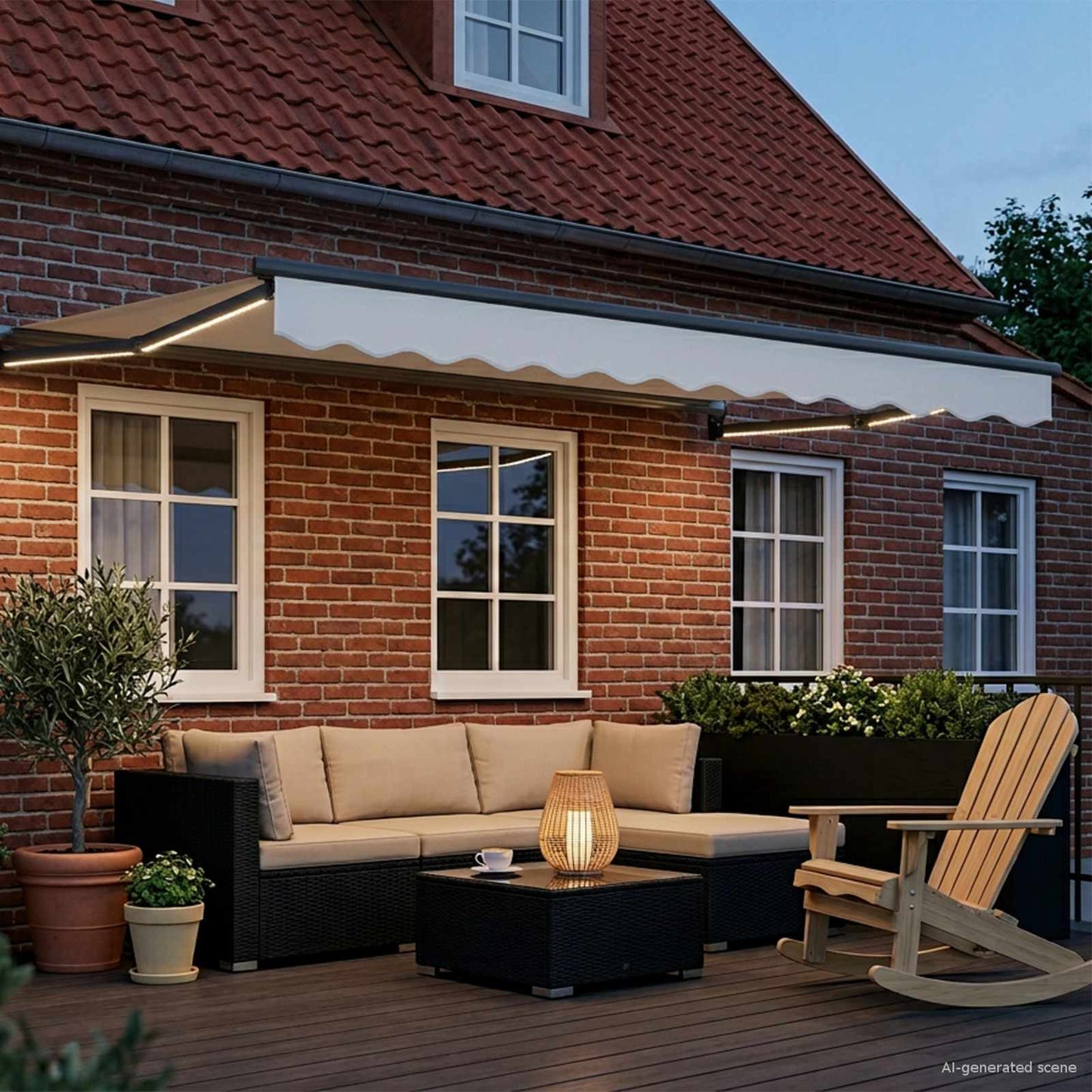 vidaXL Manual Retractable Awning with LEDs 3 x 2 m