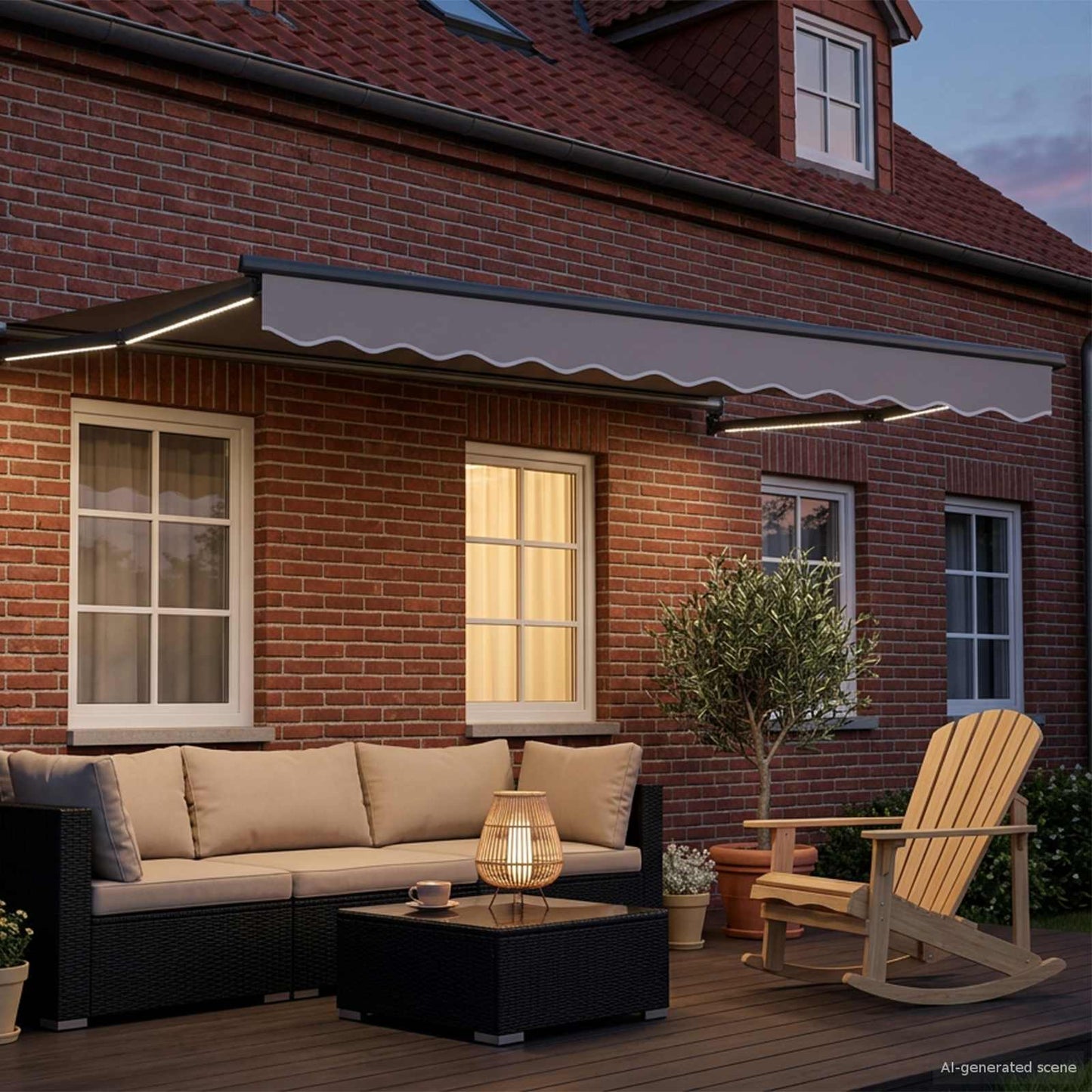 vidaXL Manual Retractable Awning with LEDs 3 x 2 m