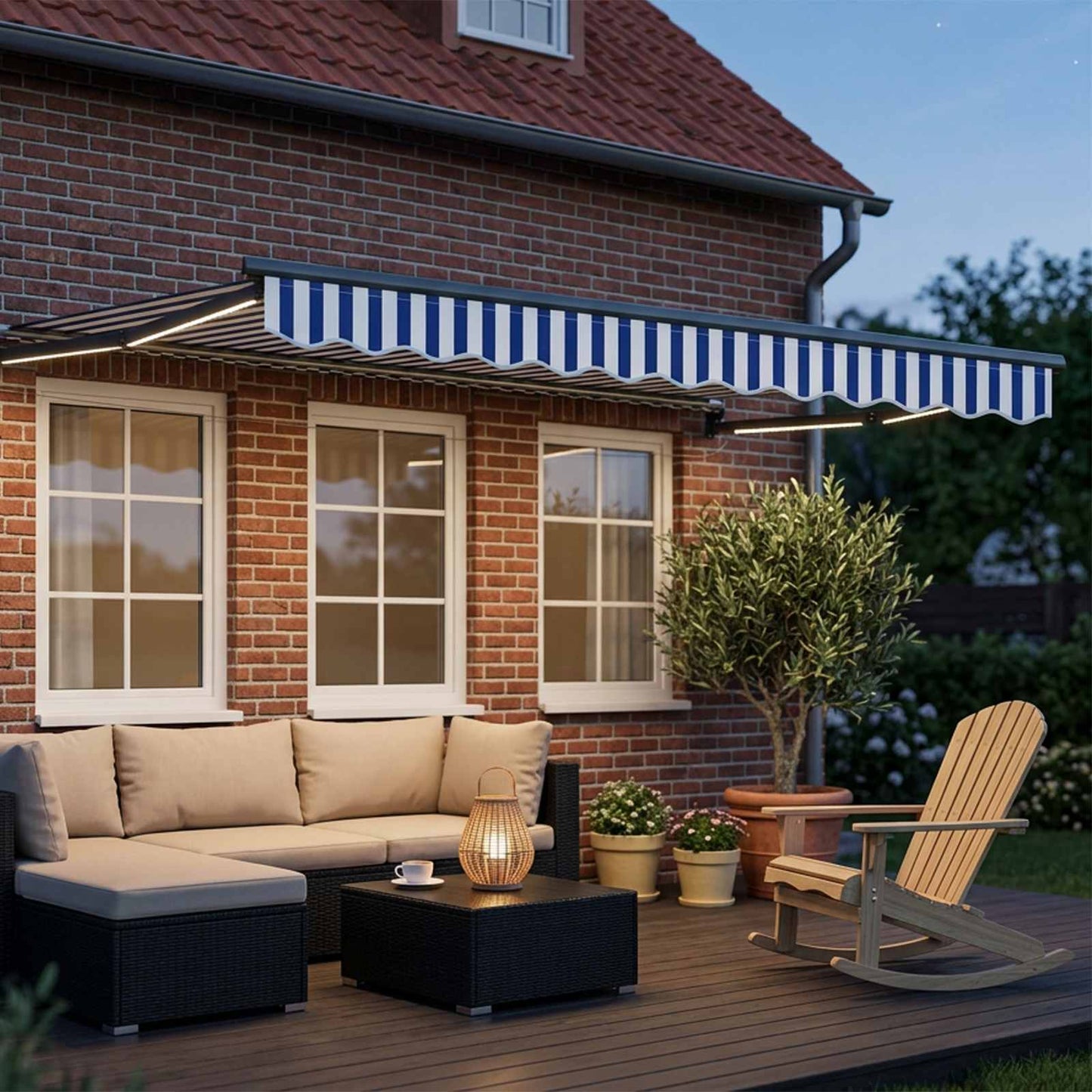 vidaXL Manual Retractable Awning with LEDs 3.5 x 2 m