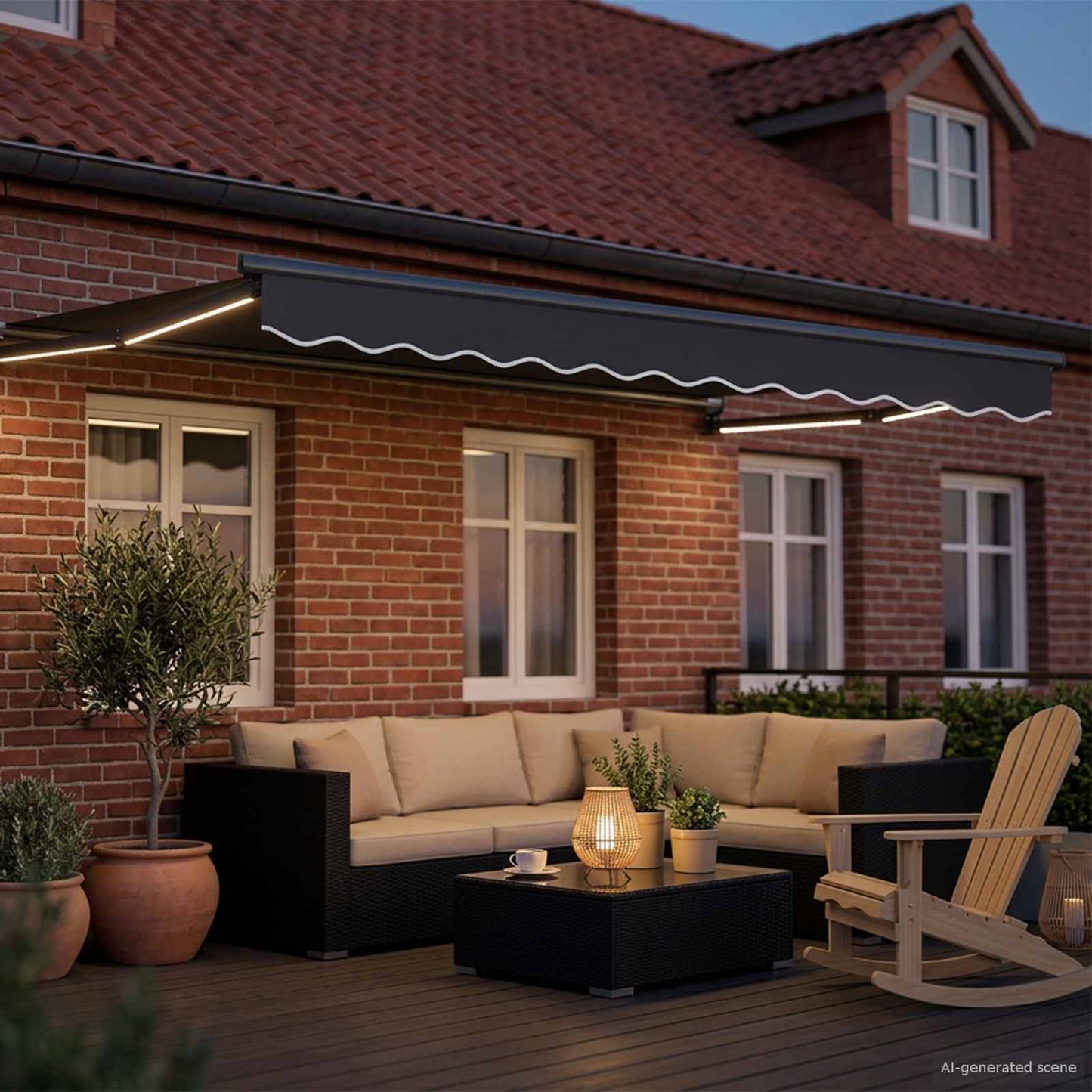 vidaXL Manual Retractable Awning with LEDs Anthracite 3 x 2.5 m