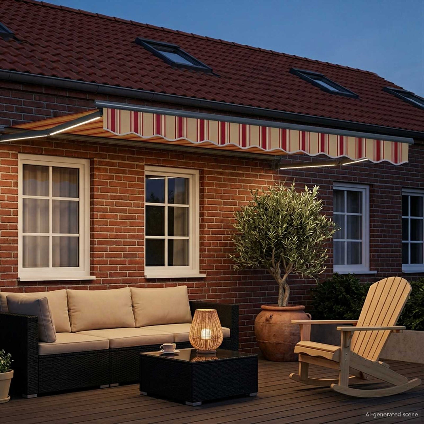 vidaXL Manual Retractable Awning with LEDs Multicolour 3 x 2.5 m