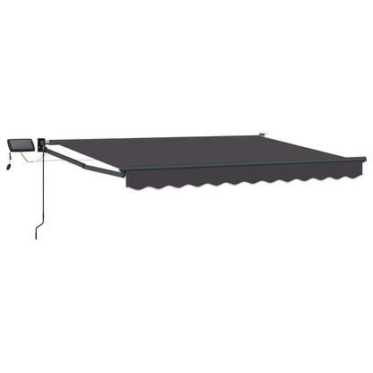 vidaXL Manual Retractable Awning with LEDs Anthracite 3.5 x 2.5 m
