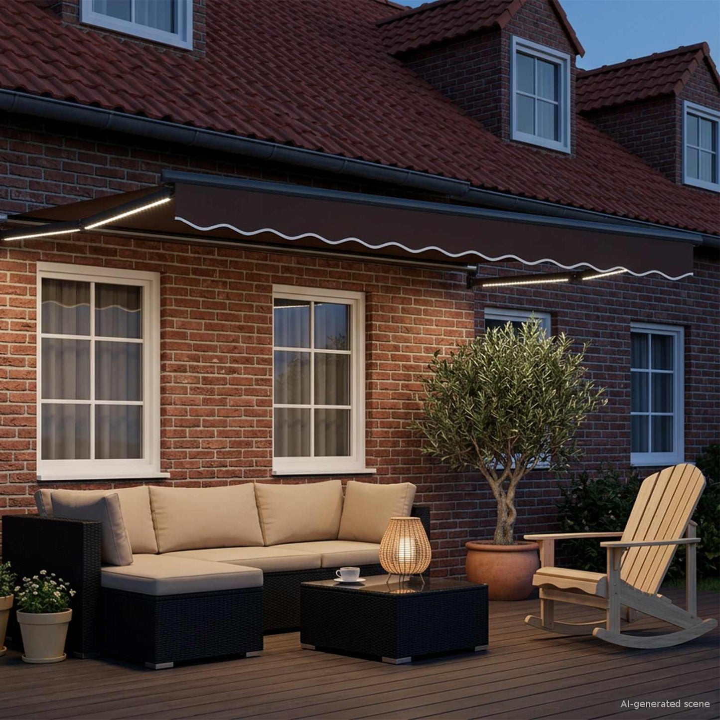 vidaXL Manual Retractable Awning with LEDs 3.5 x 2.5 m