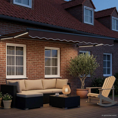 vidaXL Manual Retractable Awning with LEDs 3.5 x 2.5 m