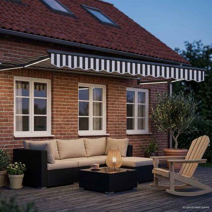 vidaXL Manual Retractable Awning with LEDs 3.5 x 2.5 m