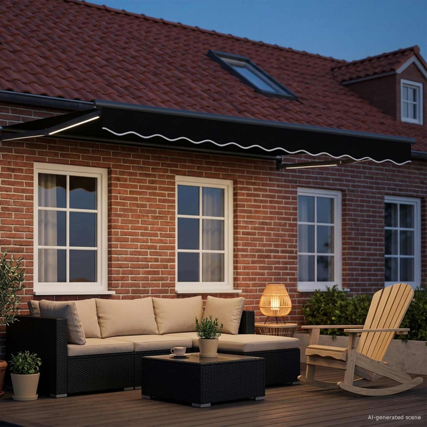 vidaXL Manual Retractable Awning with LEDs 3.5 x 2.5 m