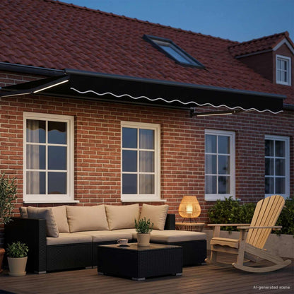 vidaXL Manual Retractable Awning with LEDs 3.5 x 2.5 m