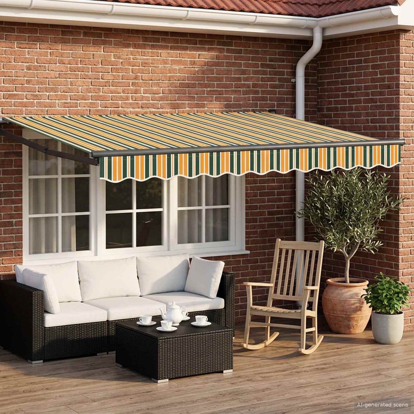 vidaXL Manual Retractable Awning with LEDs 3.5 x 2.5 m