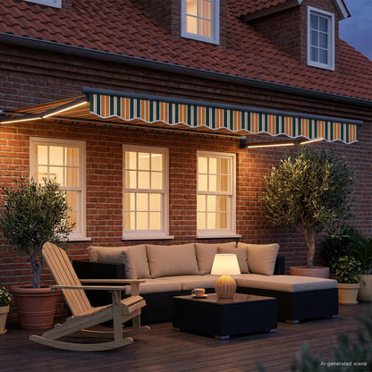 vidaXL Manual Retractable Awning with LEDs 3.5 x 2.5 m
