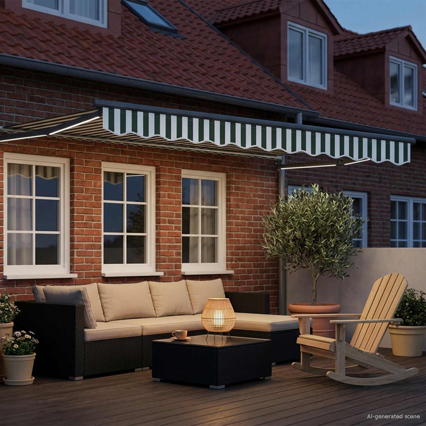 vidaXL Manual Retractable Awning with LEDs 3.5 x 2.5 m