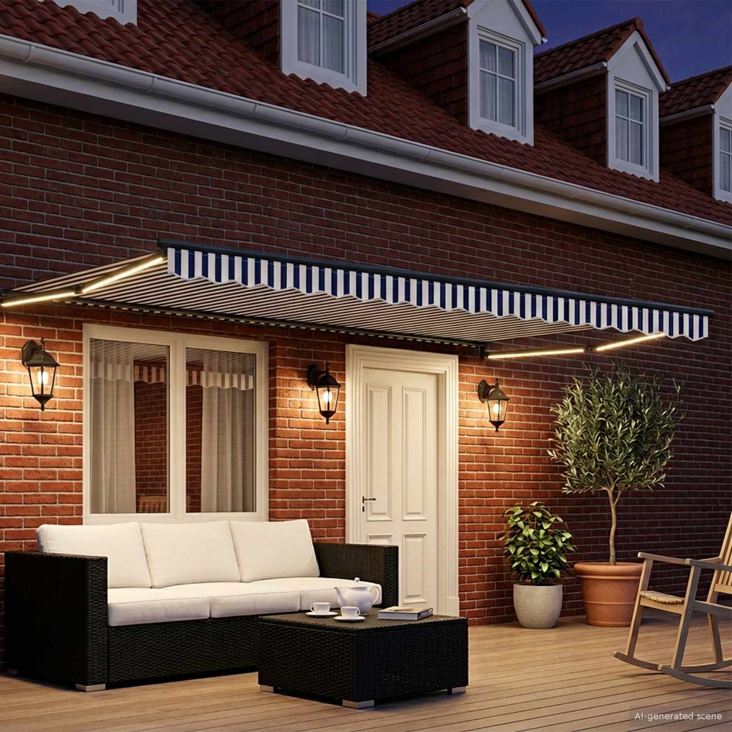 vidaXL Manual Retractable Awning with LEDs 4 x 3 m