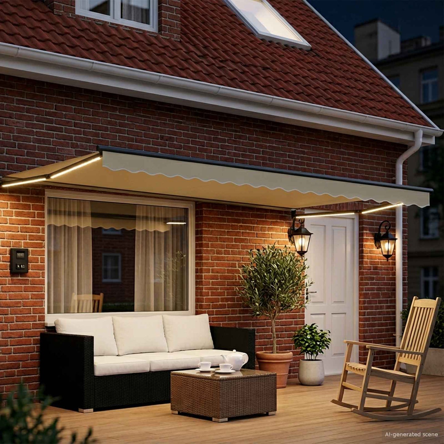 vidaXL Manual Retractable Awning with LEDs 4 x 3 m