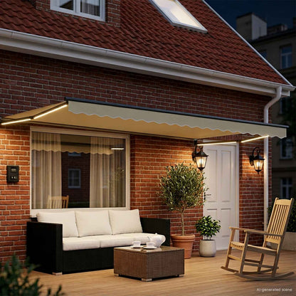 vidaXL Manual Retractable Awning with LEDs 4 x 3 m