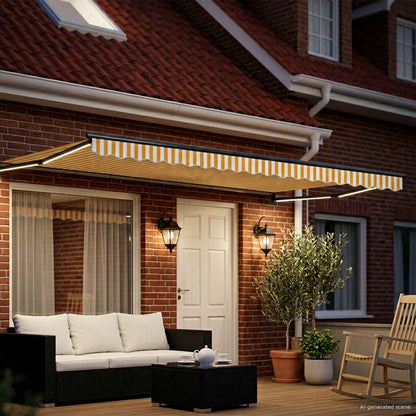 vidaXL Manual Retractable Awning with LEDs 4 x 3 m