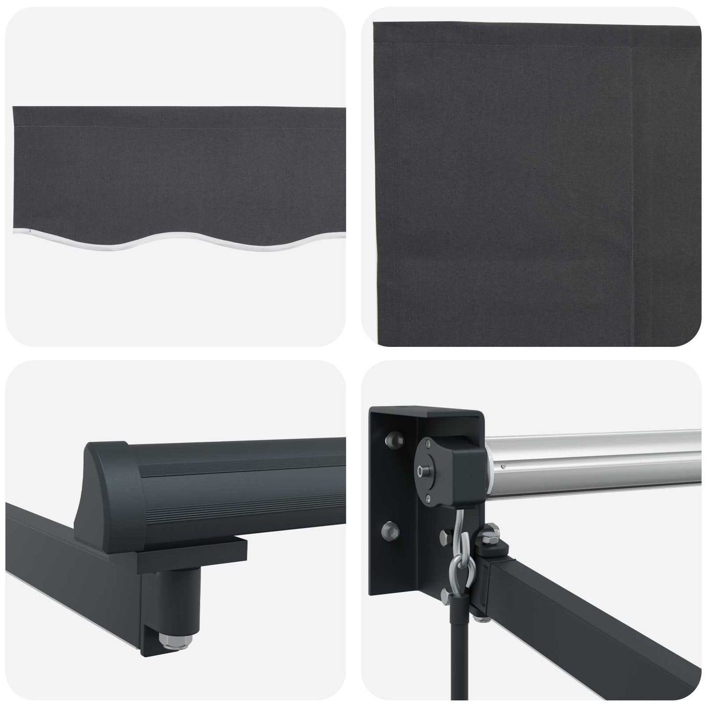 vidaXL Manual Retractable Awning with LEDs Anthracite 4 x 3 m