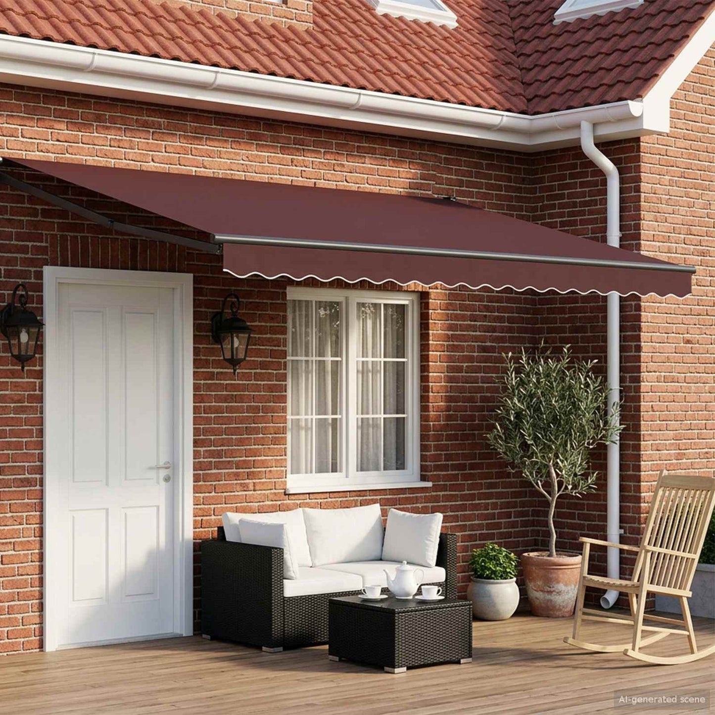 vidaXL Manual Retractable Awning with LEDs 4 x 3 m