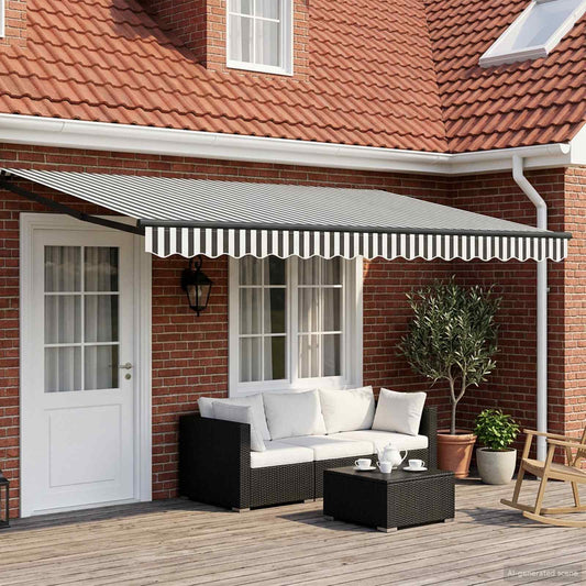 vidaXL Manual Retractable Awning with LEDs 4 x 3 m