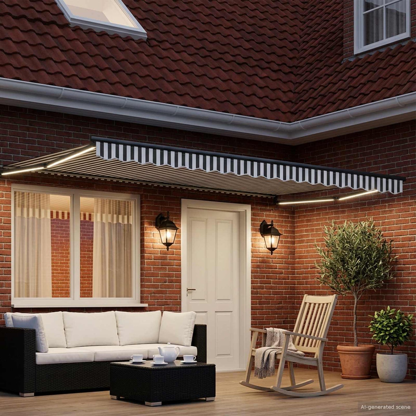 vidaXL Manual Retractable Awning with LEDs 4 x 3 m