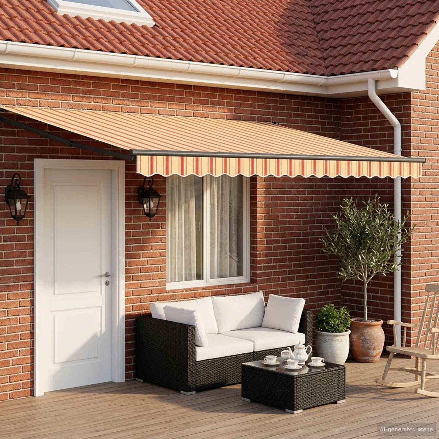 vidaXL Manual Retractable Awning with LEDs Multicolour 4 x 3 m