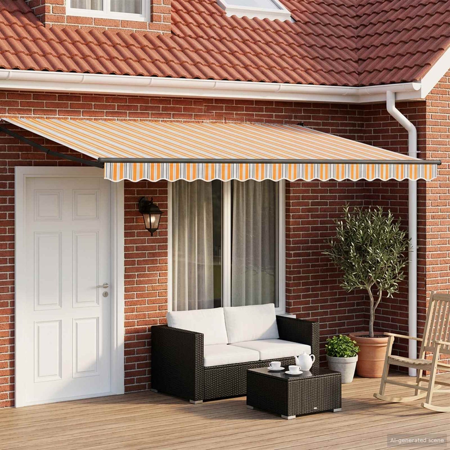 vidaXL Manual Retractable Awning with LEDs 4 x 3 m