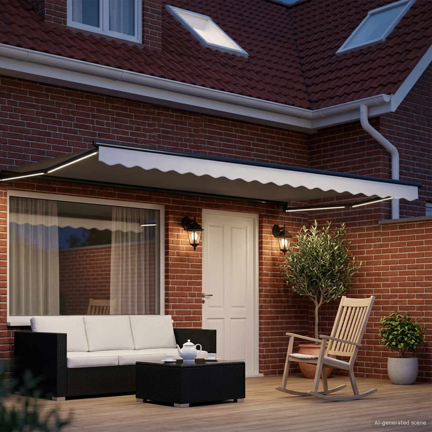 vidaXL Manual Retractable Awning with LEDs 4 x 3 m