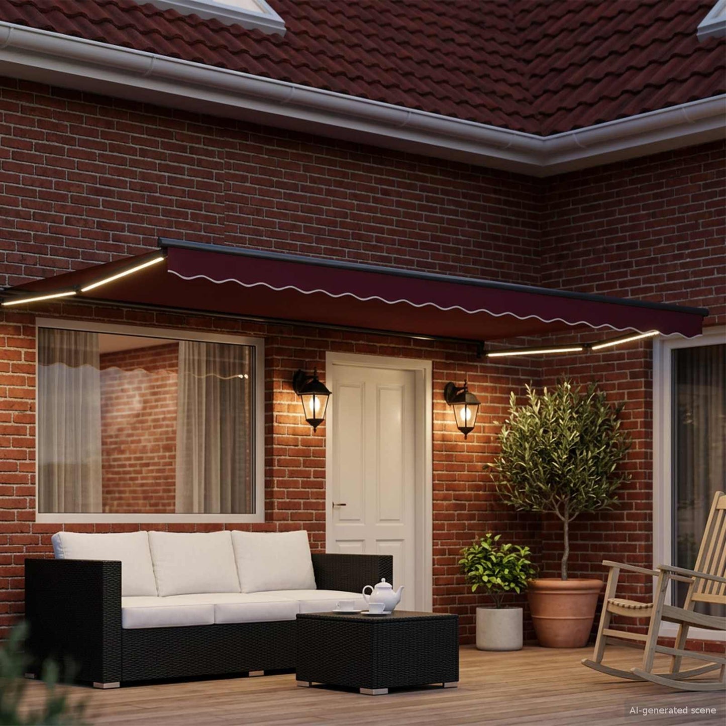 vidaXL Manual Retractable Awning with LEDs Red and Anthracite 4 x 3 m
